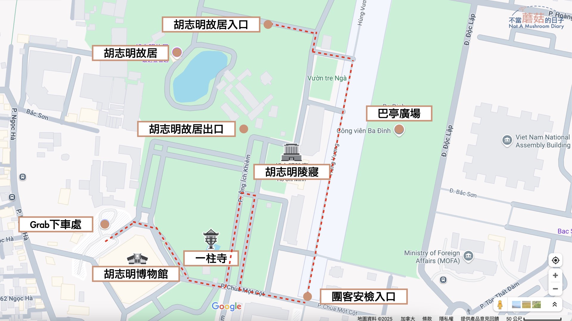 河內 越南 景點 胡志明 故居 陵寢 一柱寺 地圖 交通